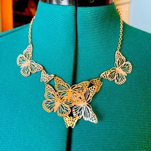 *SOLD ON FACEBOOK* Silver colored butterfly necklace